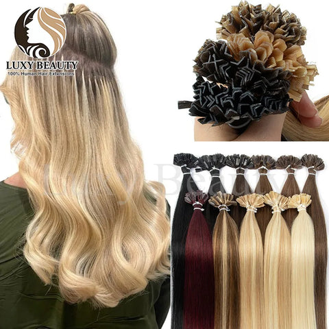 K Tip Hair Extensions Human Hair Keratin Tip Hot Fusion Hair Extensions Black Blonde Brown K Tip Human Hair Extensions 50pcs