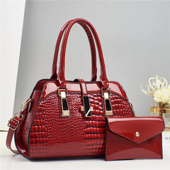 Luxury Brand Crocodile Handbag Women Tote Bag Bright Leather