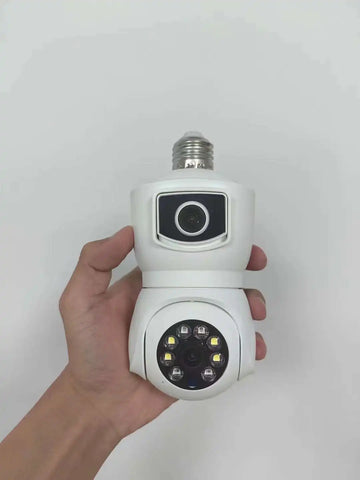 4MP UHD iCsee/V380Pro APP  Dual Lens E27 Lamp Head Socket Wireless PTZ IP Camera AI Humanoid Detection Baby Monit