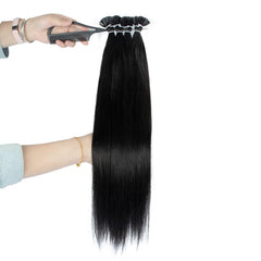 K Tip Hair Extensions Human Hair Light Yaki Cuticles Remy  Pre Bonded Keratin Hot Fusion Hair Extensions 14-26 inch 1B V Tip
