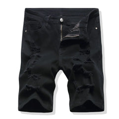Shorts Men Hole Jeans Streetwear Mid Waist Washed Distressed Pockets Knee Length Vintage Ripped Denims s