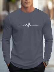 Fashionable men's autumn new striped print comfortable soft long sleeved