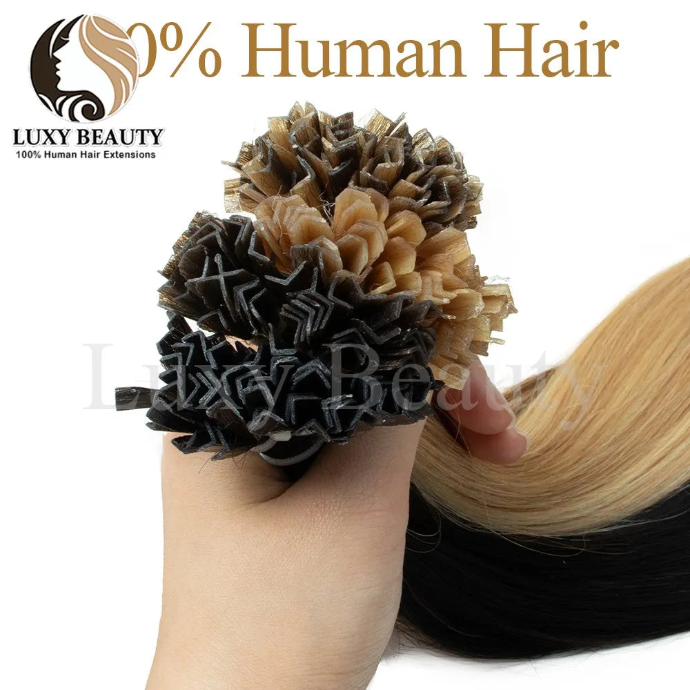 K Tip Hair Extensions Human Hair Keratin Tip Hot Fusion Hair Extensions Black Blonde Brown K Tip Human Hair Extensions 50pcs