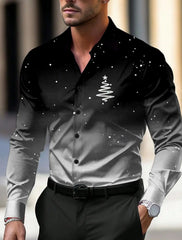 Christmas Theme Men's Christmas Trees Printed Shirts Snowflake Grad Shirts