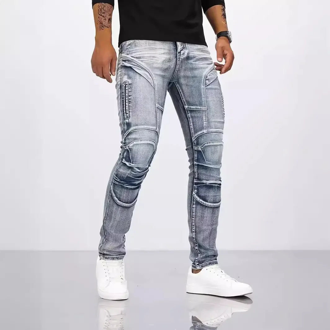 Trendy Jeans Men's Small Straight Leg Denim Design Pants New Slim  High Quality