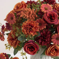 30cm Artificial Autumn Rose Flowers Wedding Christmas Vase Home Living Room DIY Fake Bouquet Decoration