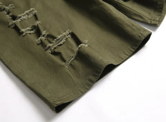 Shorts Men Hole Jeans Streetwear Mid Waist Washed Distressed Pockets Knee Length Vintage Ripped Denims Straight Short Pants
