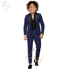 Children's dress suit, 2~16 years old boy wedding party dinner birthday tuxedo, elegant black shawl collar design concept