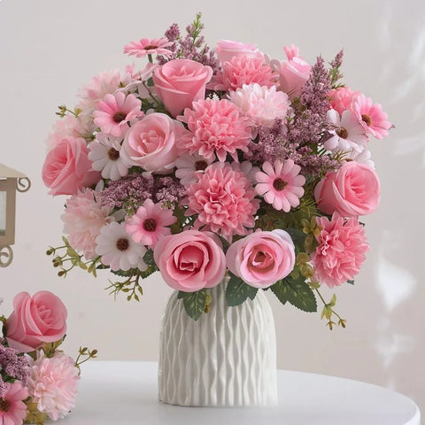 30cm Artificial Autumn Rose Flowers Wedding Christmas Vase Home Living Room DIY Fake Bouquet Decoration