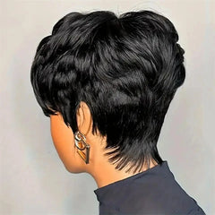 Short Pixie Cut Straight Human Hair Wig Remy Hair Human Hair Pixie Cut Wigs Machine