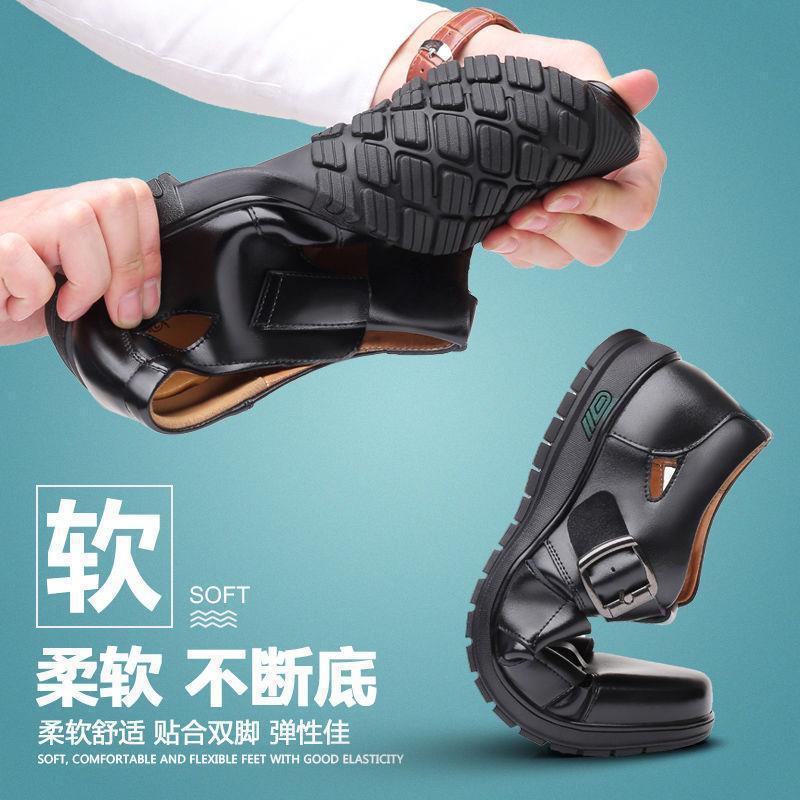 Summer Hollow Leather Shoes Men Casual Sandals Breathable Hole Shoes Sandals Mens Sandalias Hombre Verano 2023