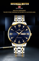 Top Brand Men Watch Stainless Steel Top Quailty Luxury Push Button Hidden Clasp Waterproof Luminous Date Week Sport Wrist Watch