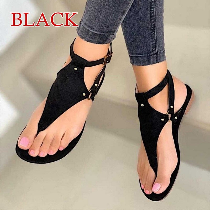 Women Sandals 2023 Summer Outdoor Beach Flip-flop Sandals Solid Fashion Gladiator Sandals Women Flats Casual Ladies Shoes