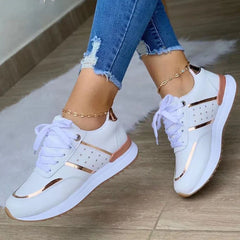 New Women Sneakers Platform Shoes Leather Patchwork Casual Sport Shoes Ladies