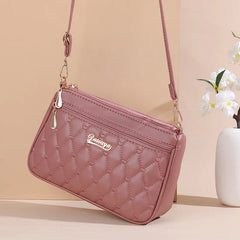 PU Leather Crossbody Bags Zipper New Fashion Shoulder Bag for Women Large Capacity Embroidery Thread Small Purse