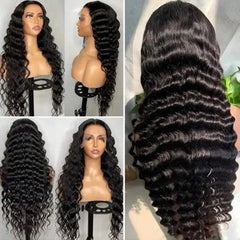 13X6 Deep Wave Frontal Wig 13x4 HD Transparent Lace Frontal Remy Glueless Deep Curly