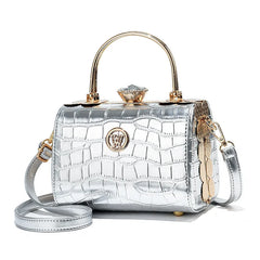 Fashion Women's Bright Leather Steel Armor Bag New Lacquer Leather Bride Handbag  Banquet Dress