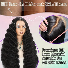 Deep Wave Curly Human Hair Wig 13x6 HD Lace Human Hair Wig for Women 250% Density Glueless Frontal Wigs on Clearance Sale