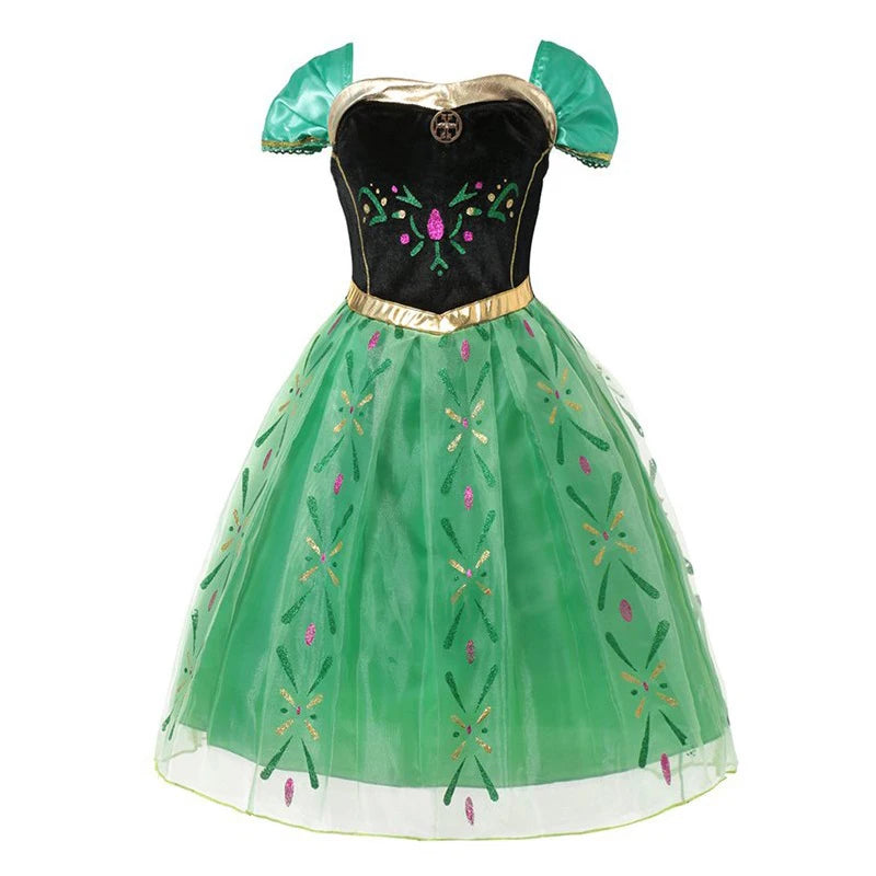 New Girls Dress Summer Sleeveless Princess Dress +Green Short Jacket
