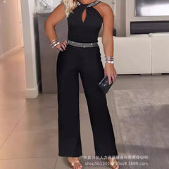 New Large Size Women Clothing Fashion Sleeveless Hot Diamond Jumpsuit Women Clothing
