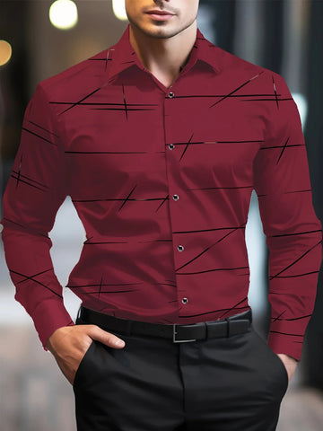 New Men's Shirts 3D Print Modern Geometric Long Sleeve shirts Casual
