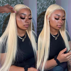 13x6 Teal Ocean Blue Lace Front Wig Human Hair Body Wave 613 Blonde hair