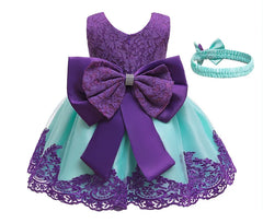 3-12 Years Summer Cute GIrls Dress Big Bow Lace Mesh Party Princess Dress For Girls Children