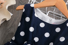 Summer Girls Short Sleeve Dress For Kids Polka Dot Dress Wedding Birthday Party Vestidos 3 6 7 9 12Year Children Casual Clothing