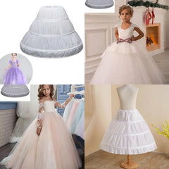 Fashion White Lace Children Skirt Petticoat Steel Ring Adjustable Princess Skirt Tutu Skirt 3 Hoops Wedding Petticoat Kids Girls