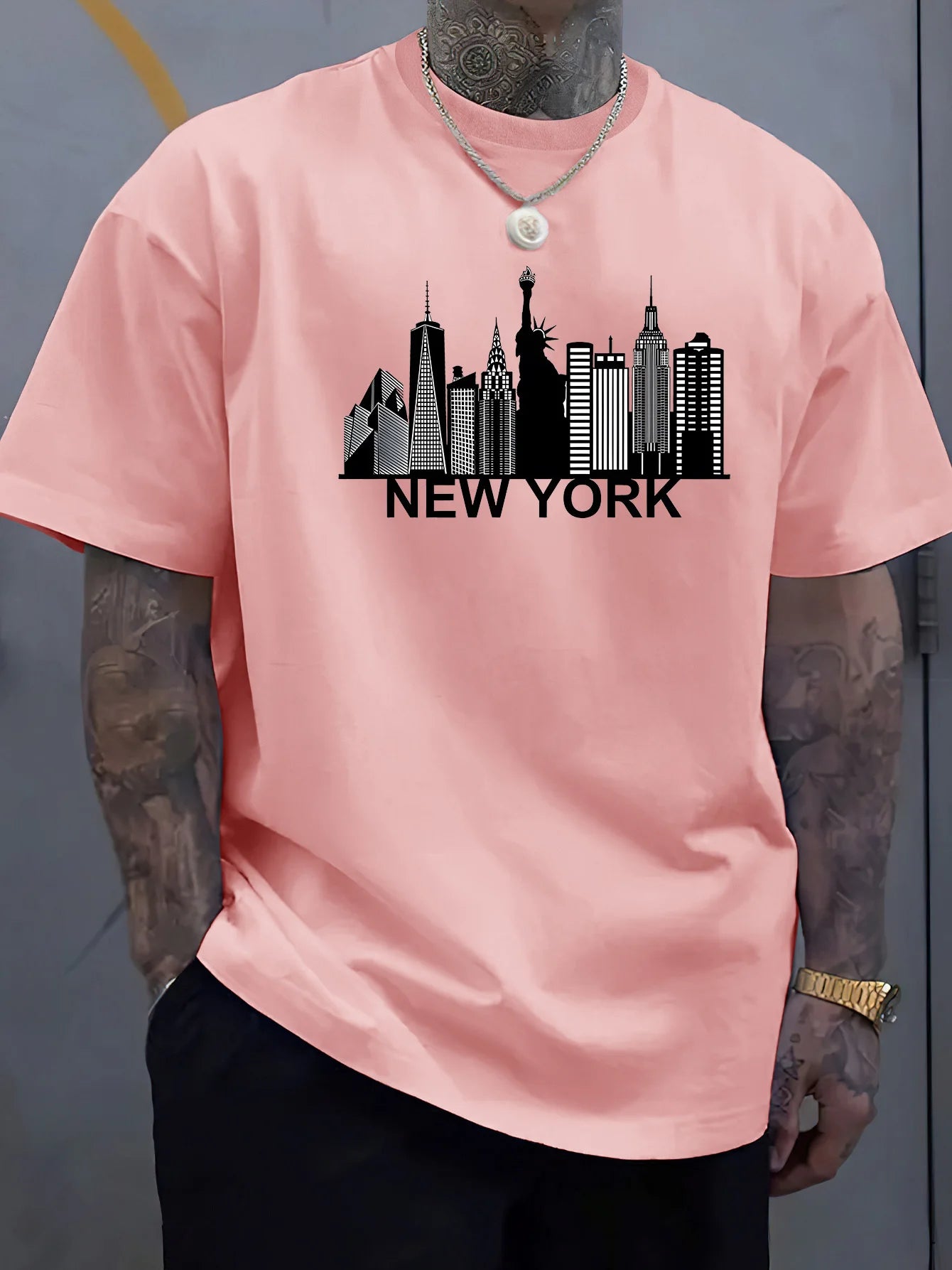 100% pure cotton men's New York city pattern printed fashionable casual  sports