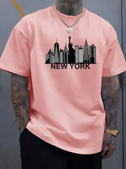 100% pure cotton men's New York city pattern printed fashionable casual  sports