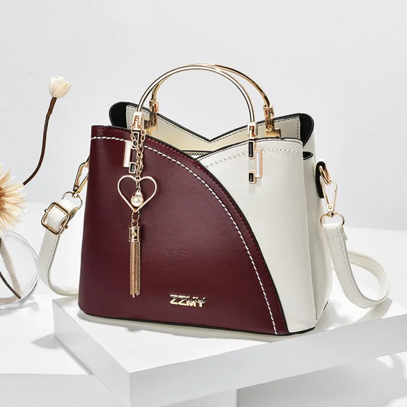 Women Single Shoulder Bag Colored Combination Handbag Fashion