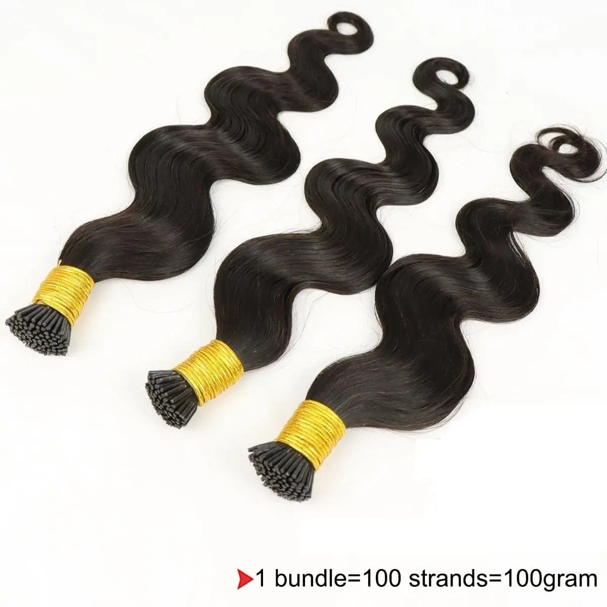 Micro Link I Tip Human Hair Extension Body Wave Pre Bonded Brazilian Remy Stick I Tip Hair Micro Beads Black Color 100g 100Stran