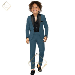 Children's dress suit, 2~16 years old boy wedding party dinner birthday tuxedo, elegant black shawl collar design concept