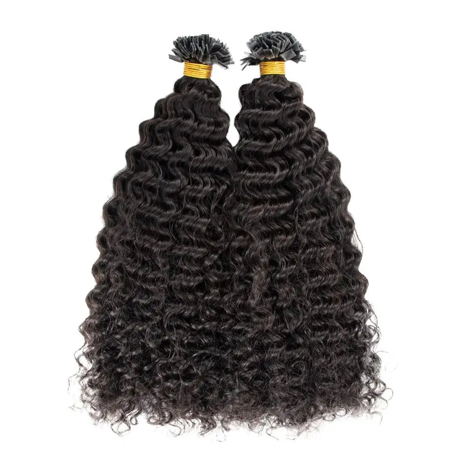 Pre Bonded Flat Tip Human Hair Extension Deep Curly Brazilian Remy Hair Keratin Fusion K Tip Hair 100g 100Pcs