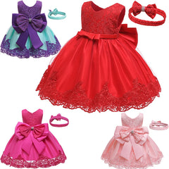 3-12 Years Summer Cute GIrls Dress Big Bow Lace Mesh Party Princess Dress For Girls Children