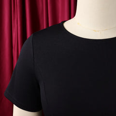 2026 Women's Elegant Simple Solid Color Dress Round Neck A-Line Shape Slimming Effect Waist-Slimming Full Dress