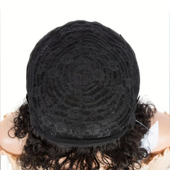 6inch balck color short curly human hair wig machine made 150% density for women pixie cut human hair wig