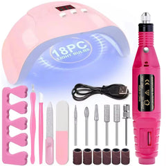 LINMANDA Professional USB Electric Nail Drill Polish File Kit with UV LED Nail Lamp Gel Manicure Dryer