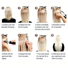 K Tip Hair Extensions Real Human Hair Black U tip Hair Extensions Human Hair Black Silky Straight for women 30g 50s 12-22inch