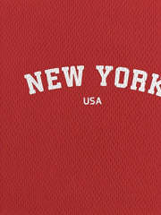 Men's Summer 100 Cotton Fashionable Casual Loose Large New York USA Letter Printed Round Neck Short Sleeve T-shirt Top