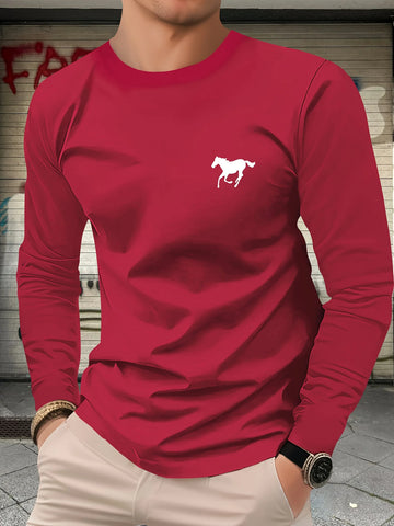Men's 100% pure cotton loose and comfortable casual sund neck long  sleeve