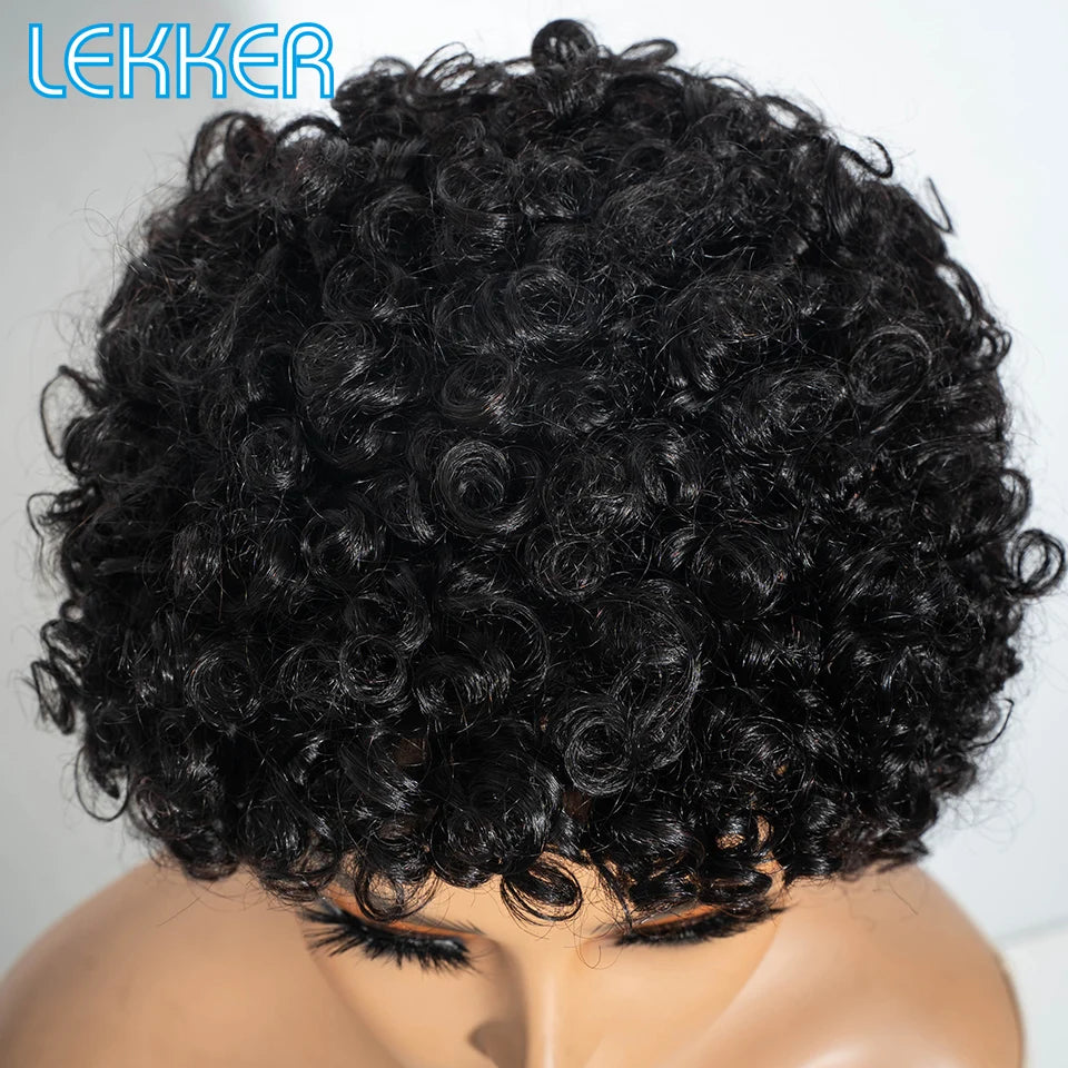 Lekker Colored Short Pixie Cut Curly Bob 100% Human Hair Wigs For Women Brazilian  remy Wigs