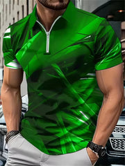 Fashion Tie-dye Men's Zippers Polos T-Shirts Short Sleeve Summer 3d Printed Street Gradient POLO Tee 6XL Plus Size Casual Tops