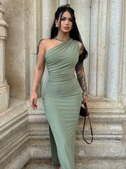 Women Maxi Dresses Sexy Split Black Sleeveless Backless Slim Dress Summer Female Fashion Off Shoulder Club Elegant Party Dresses