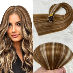 Flat Tip Keratin Hair Extensions Pre-Bonded Flat Tip Hair Extensions 50 Gram Double Drawn Straight 16-30 inch Indian Remy Hair