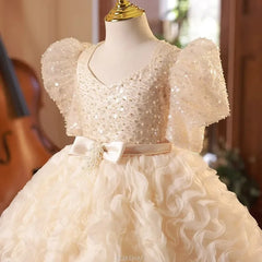2025 Girls New Flower Girl Princess Dress Kids First Birthday Party Performance Gown Flower Girl Wedding Formal Occasion Wear