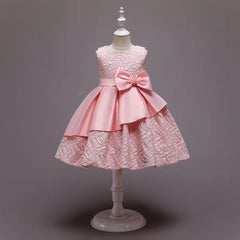 Summer Kids Dress For Girls Wedding Party Lace Bowknot Princess Dress For Children Elegant Pageant Birthday Formal Vestidos