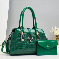 Luxury Brand Crocodile Handbag Women Tote Bag Bright Leather
