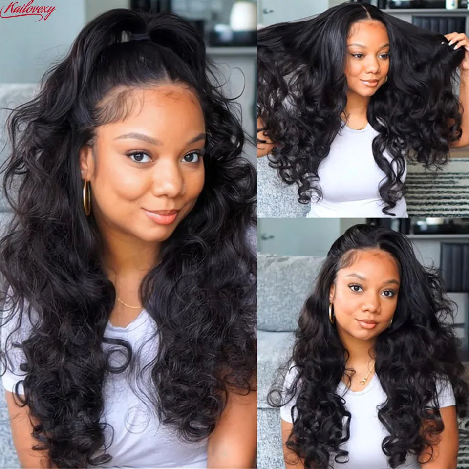 Body Wave 3 In 1 Half Wigs Human Hair Invisible Hairline Flip Over Glueless Wigs Human Hair 220% Density Beginner Friendly